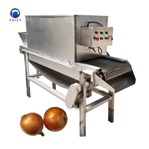 Reťazový stroj na lúpanie cibule